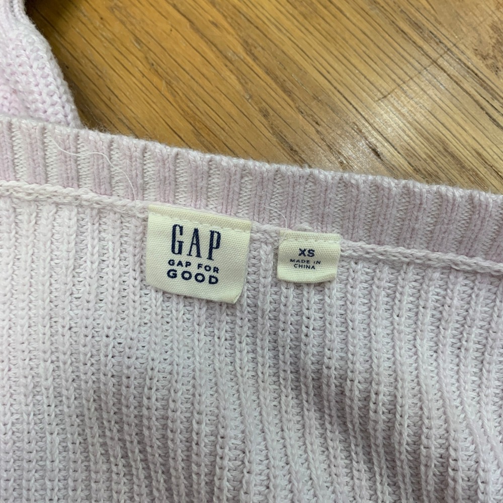 GAP Women Lilac Purple Cotton Ribbed Puff Sleeve Scoop Neck Sweater Size XS - Picture 5 of 7
